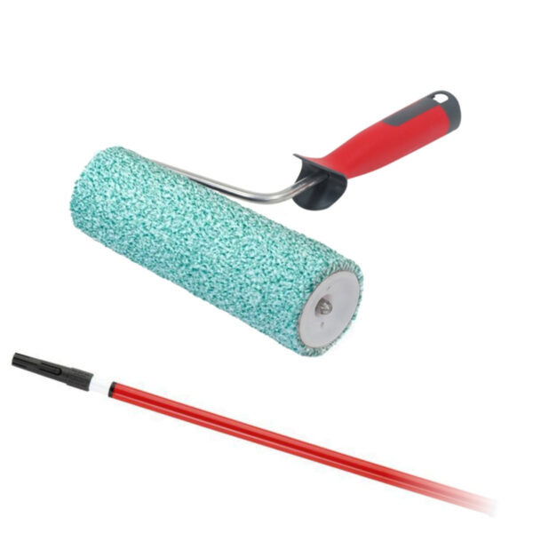 BEROXpert Rullo di verniciatura professionale in microfibra - 6 mm, 25 cm, + Maniglia a rullo + Palo di prolunga telescopico